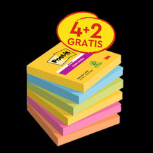 Feuillets super collants Post-it®, collection Carnival, 76 mm x 76 mm, promotion, 90 feuilles/bloc, 4 blocs + 2 gratuits/paquet, 100 % PEFC, SGSCH-PEFC-COC-110078 | Paquet (6 pièces)
