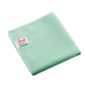 Gefaltetes grünes Vileda Professional r-MicroTuff Swift Microfasertuch mit eingenähtem weißem Etikett.