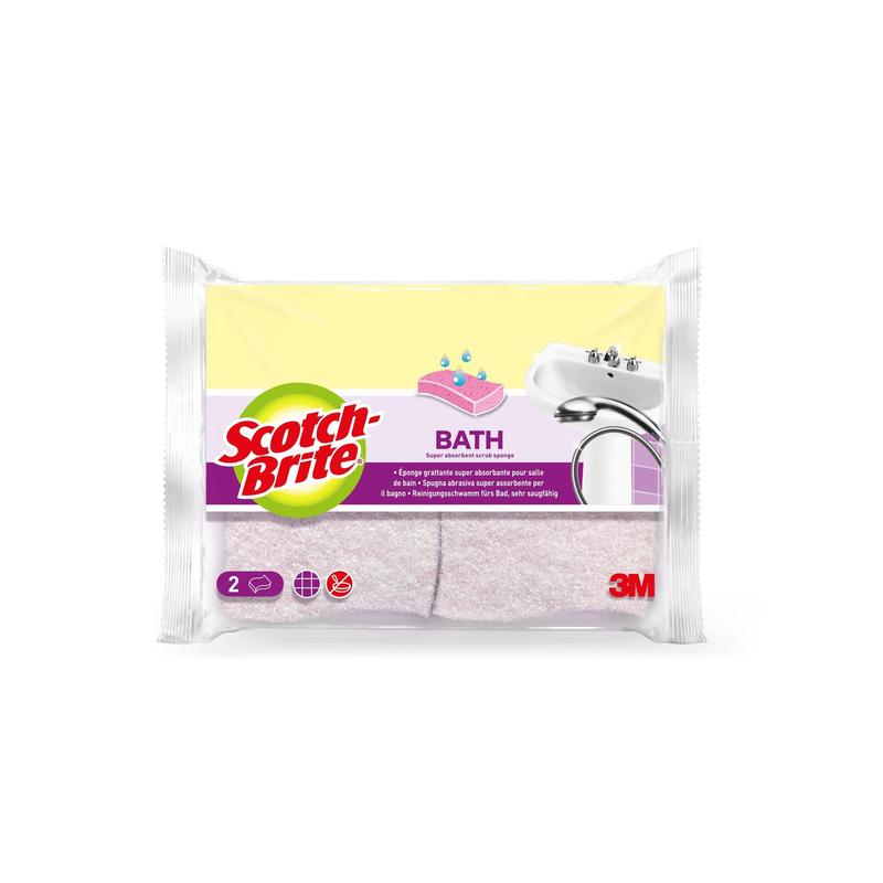 Éponge de nettoyage pour salle de bain en fibres naturelles Scotch-Brite® Bath, paquet de 2 | Paquet (2 pièces)