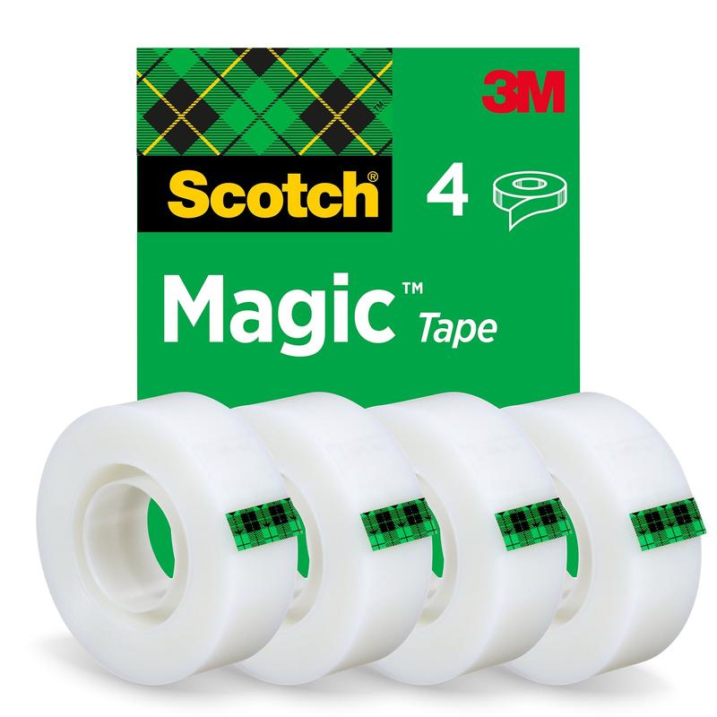Scotch® Magic™ Unsichtbares Klebeband 8-1933-4S, 19 mm × 33 m, 4 Rollen/Packung | Packung (4 Rollen)