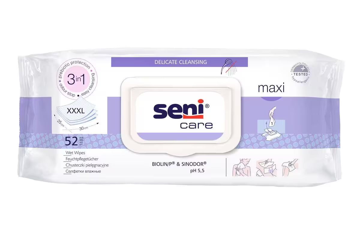 Seni Care Maxi Feuchttücher | Packung (52 Stück)