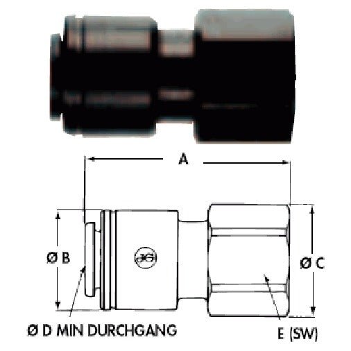 servomat Ersatzteil Aufschraub-Verbinder 6 mm - 1/4 – Teilenr. JGPM450612E