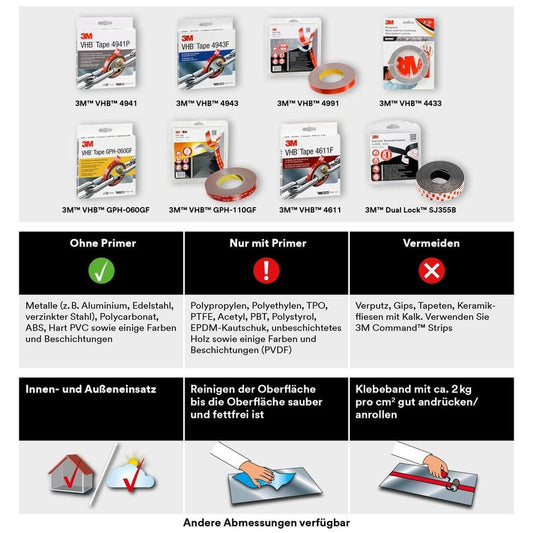 3M™ VHB™ Klebeband 4941 Grau - Hochleistungs-Klebeband